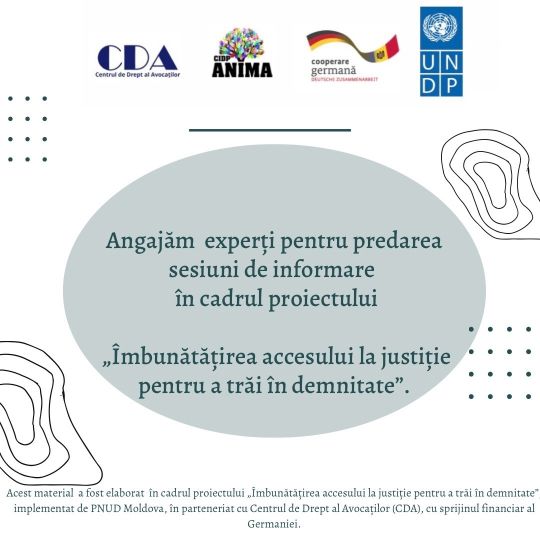 (Română) Angajăm experți pentru predarea sesiuni de informare în cadrul proectului