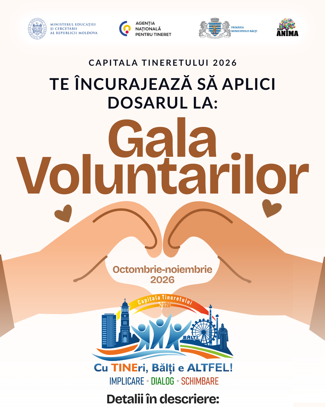(Română) Aplicările pentru Gala YouthVoluntar 2026 Capitala Tineretului Bălți este deschisă!